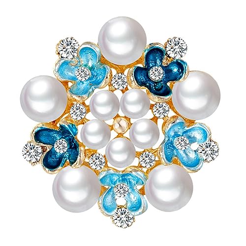 VALICLUD Blumenbrosche Blaues Brosche Mit Perlen Für Damen Elegantes Accessoire Für Kleidung Schals Ideal Als Für Frauen Hochwertige Kunstperlen Brosche von VALICLUD
