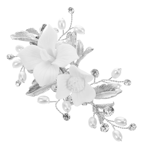 VALICLUD Blumen-haarspange Aus Keramik Weiße Blumenspange Für Hochzeiten Und Fotoshootings Schickes Haarschmuck-design Für Bräute Und Brautjungfern von VALICLUD