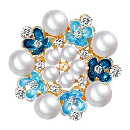 VALICLUD Blumenbrosche mit Strass und Künstlichen Perlen Modische Anstecknadel für Damen Eleganter Schmuckclip für Pullover Schal Kleid und Bluse Vielseitiges Damenaccessoire von VALICLUD