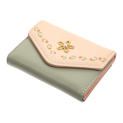 VALICLUD Blumenmuster Geldbörse Damen Kompakte Dreifach Gefaltete Brieftasche Aus Hochwertigem Pu Mit Stilvollem Design Für Reisen Schule Und Büro Elegantem von VALICLUD