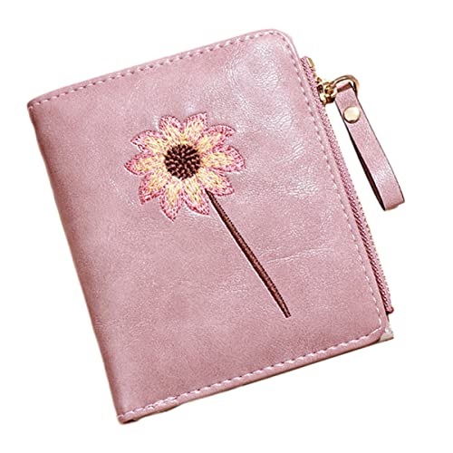 VALICLUD Faltbare Damen Geldbörse Mit Blumenmuster Reißverschluss Kurze Münztasche Wechseltasche Aus Pu- Für Visitenkarten Und Bargeld von VALICLUD