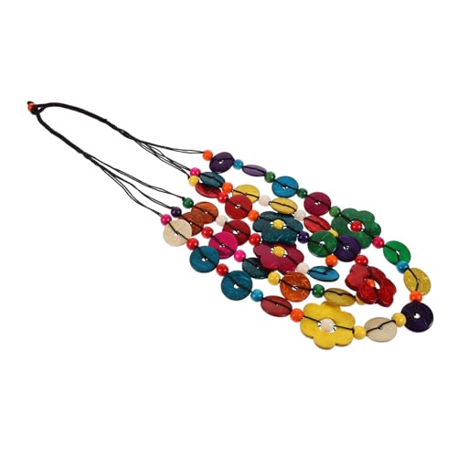VALICLUD Böhmische Mehrschichtige Halskette Aus Kokosnussschale Bunte Perlen Mit Floralen Anhängern Als Geschenk Für Damen Und Mädchen Für Alltag Partys Und Besondere Anlässe von VALICLUD