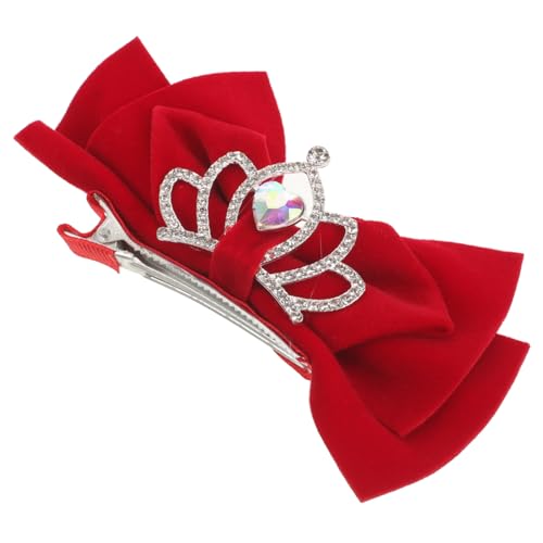 VALICLUD Schleifenclips Haarschleifenclip Mit Strasskronen Für Mädchen Dekorative Haarspangen Aus Velours Süßer Haarschmuck Für Kleinkinder Einzelne Haarschleifen Für Kleine Mädchen von VALICLUD