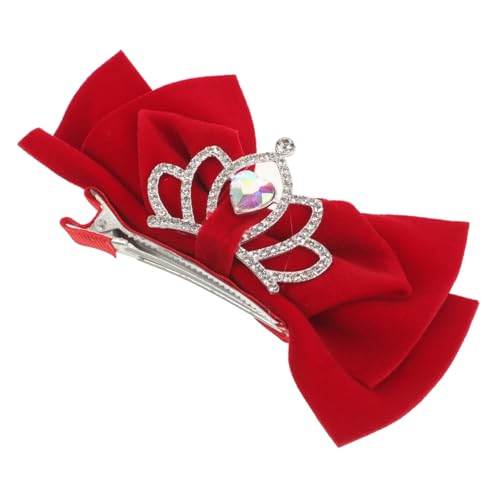 VALICLUD Bow Clip Mit Kristallkrone Rote Schleifen-haarspange Für Mädchen Haarschmuck Für Besondere Anlässe Traditionelles Chinesisches Design Leicht Und Komfortabel von VALICLUD