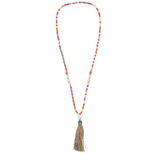 VALICLUD Boho Perlenkette Damen Handgefertigt mit Bunter Quaste Ethnischer Stil Lange Halskette Vintage Schmuck für Sommer Strand und Alltag von VALICLUD