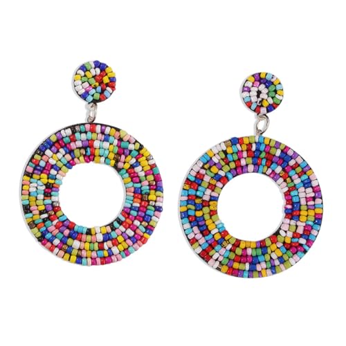 VALICLUD Boho Perlenohrringe Damen Bunte Geometrische Beaded Drop Ohrringe Leichte Hautfreundliche Sommer Accessoires Modisch für Party Valentinstag Geburtstag Muttertag Geschenkidee von VALICLUD