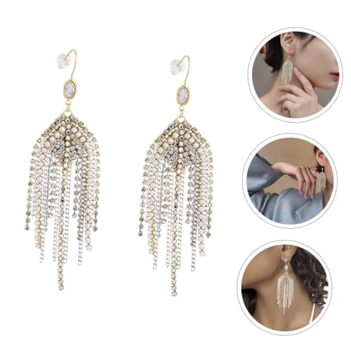 VALICLUD Boho Perlenohrringe Damen Lang Quasten Statement Schmuck Glänzend Elegant für Hochzeit Party Alltag von VALICLUD