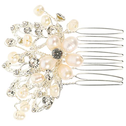 VALICLUD Braut Haarkamm mit Perlen und Strass Handgefertigter Weißer Haar Seitenkamm für Hochzeit Langlebiger Modischer Brautschmuck Passend zu Brautkleid und Abendoutfit von VALICLUD