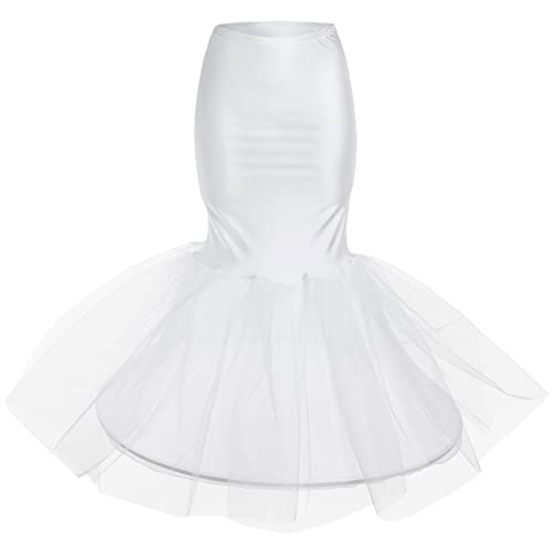 VALICLUD Braut Slips Rock Petticoat Unterröcke Für Damen Meerjungfrau Petticoat Krinoline Reifrock Krinoline Petticoat Krinoline Unterrock Petticoat Weiß von VALICLUD