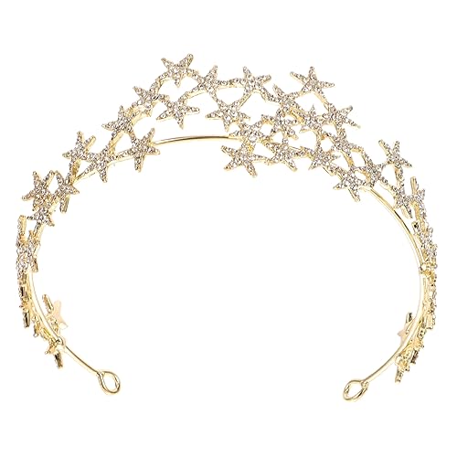 VALICLUD Braut Tiara Haarschmuck Haarreif mit Funkelnden Strasssteinen Leichter Kopfschmuck für Hochzeit Party und Festliche Anlässe Goldfarbene Krone für Damen von VALICLUD