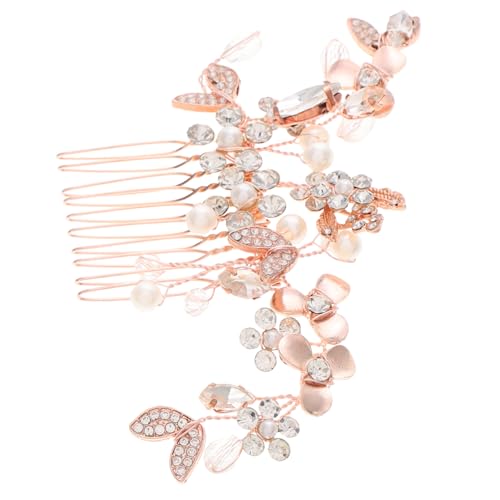 VALICLUD Braut-haarschmuck Mit Perlen Design Handgefertigter Haarkamm Für Hochzeiten Eleganter Kopfschmuck Für Bräute Und Brautjungfern Goldenes Haaraccessoire von VALICLUD
