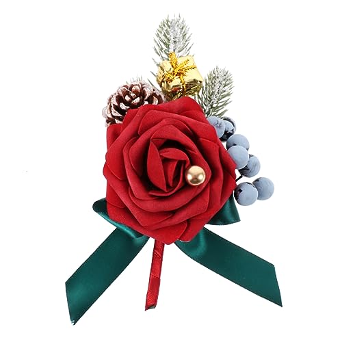 VALICLUD Brautkleid Ansteckblume Blumen Solar- Weihnachts-stechpalmen-beerenzweig Männer Lichter Brosche Hochzeitsversorgung Karte Party Halskette Verheiratet Lustig Quaste Seidenblume von VALICLUD