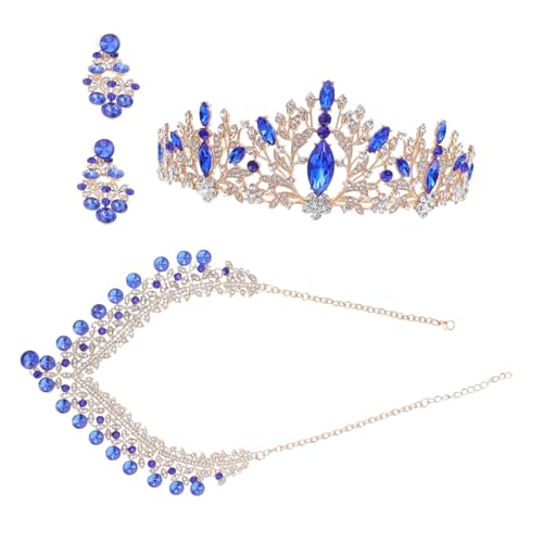 VALICLUD Brautschmuck-set Frauen Baumeln Ohrringe Krone Der Göttin Braut Kopfbedeckung Schmuck Für Die Hochzeit Braut Valentinstag Schmuck -stirnband Für Damen Legierung Blau von VALICLUD