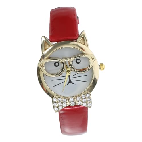 VALICLUD Katze Cartoon-Armbanduhr Für Damen Lustige Damen-Uhr Mit Katzengesicht Atmungsaktives Armband Dekoratives von VALICLUD
