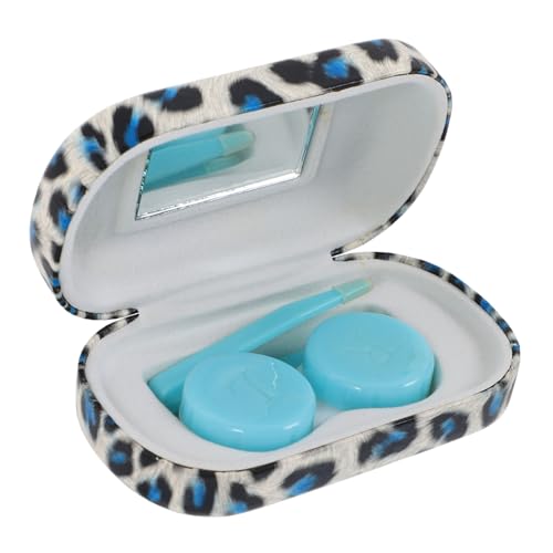 VALICLUD Brillenetui Mit Leopardenmuster Hartschalenetui Für Brillen Hartes Brillenfall Linsenspeicherbehälter Augenlinsen-Organizer Taschenlinsenhalter Gläser Gehäuse Organizer Plastik von VALICLUD