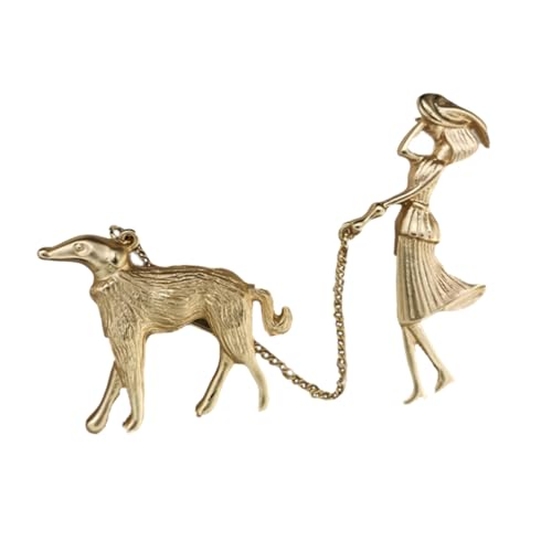 VALICLUD Broche Damen Anstecknadel Legierung Gold Frau mit Hund Motiv Mode Schmuck Pin für Kleidung Pullover Jacke Rucksack Accessoire Alltag und Party VALICLUD Broche Damen Anstecknadel Legierung Gold Frau mit Hund Motiv Mode Schmuck Pin für Kleidung Pullover Jacke Rucksack Accessoire Alltag und Party von VALICLUD