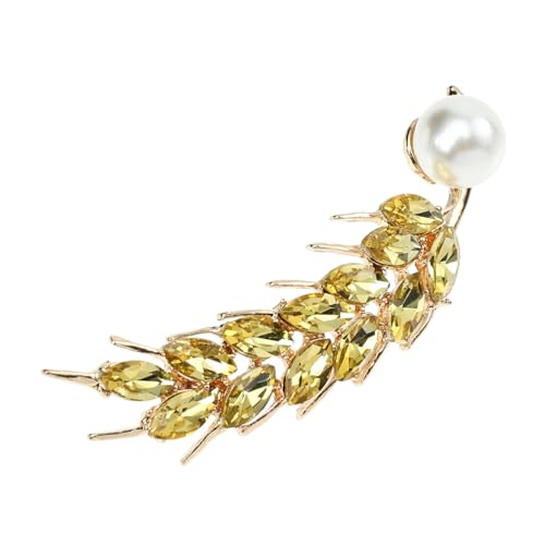 VALICLUD Brosche Zubehör shöne bescherung brosche gold Kreativer Brustnadel-Design Designermode Brosche Weizenähnliche Brosche Frauen Männer Brosche Goldbrosche Kristall Yellow von VALICLUD