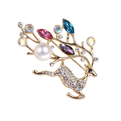 VALICLUD Brosche mit Perlen und Strass Filigrane Damen Brustnadel Modisches Party Schmuckaccessoire Roségold Passend zu Kleid Pullover Schal Festliche Anlässe Weihnachten Hochzeit von VALICLUD