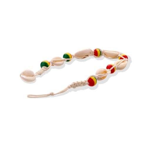 VALICLUD Bunte Boho Fußkette Damen mit Holzperlen und Muschel Anhänger Handgefertigte Geflochtene Strand Fußkette Modischer Schmuck für Alltag Party und Yoga Verstellbar und Leicht von VALICLUD