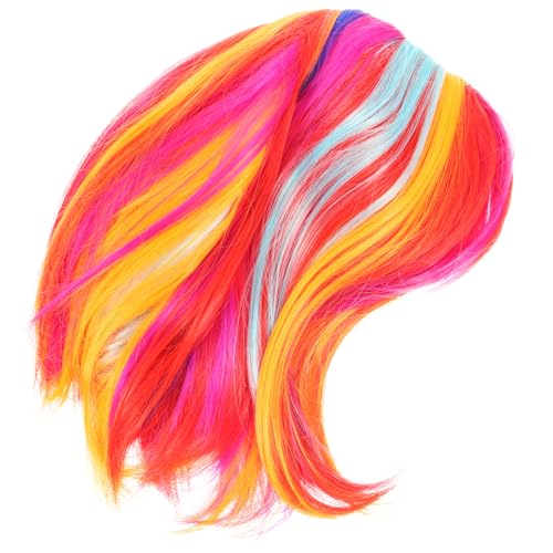 VALICLUD Bunte Kurze Bob-perücke Für Gerade Synthetische Haarfasern Für Cosplay Partys Und Tägliches Tragen Atmungsaktiv Und Angenehm Zu Tragen von VALICLUD