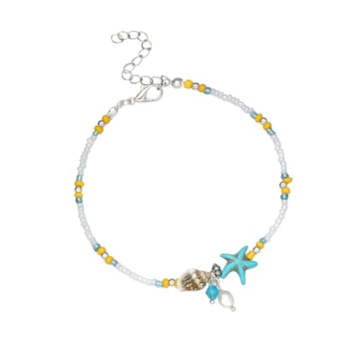 VALICLUD Bunte Muschelkette Damen Fußkettchen mit Anhänger Verstellbare Fußkette Kreatives Strandaccessoire für Urlaub Reisen und Alltag von VALICLUD