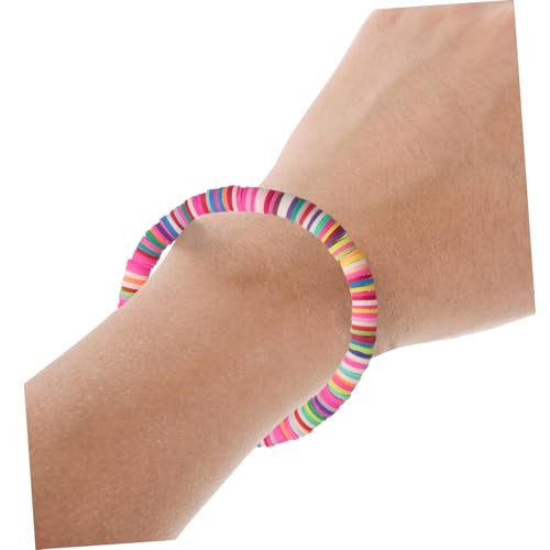 VALICLUD Bunte Polymer Clay Armband Stretch Stack Strand Schmuck Boho Stil Wasserfestes Elastisches Handgelenkband Geeignet als Beach Schmuck und Fußkettchen für Damen von VALICLUD