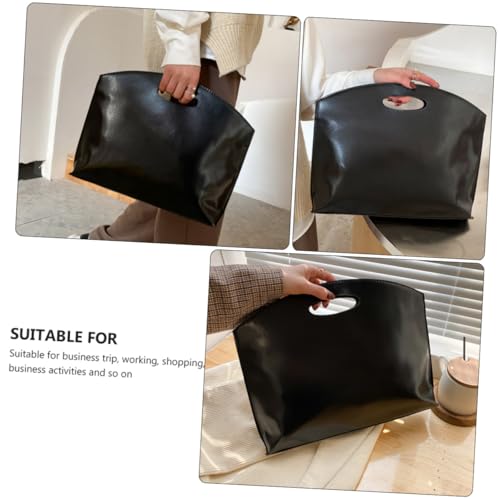 VALICLUD Business Tote Bag Pu Kunstleder Aktentasche Retro Stil Große Kapazität Laptoptasche Unisex Elegante Büro Tasche Robust Für Arbeit Alltag Schule von VALICLUD