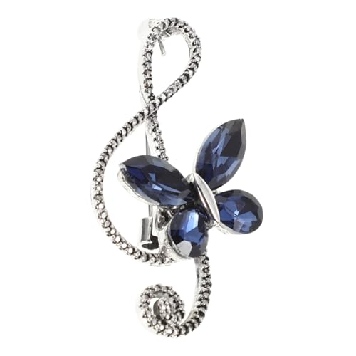 VALICLUD Butterfly Note Brosche Strassbrosche Pin Neuheit Brosche Kragennadeln für Männer Mantelbrosche für Damen Jacke Brosche Musik-Schmuck-Brosche Strass-Revers-Brosche Strasssteine Blue von VALICLUD