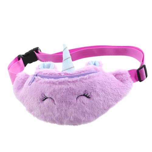 VALICLUD Einhörner Plüsch Gürteltasche Cartoon Kindertasche Brusttasche Umhängetasche Metallreißverschluss Einfarbige Schultertasche Für Mädchen Und Jungen von VALICLUD
