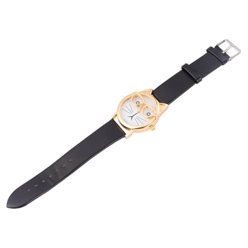 VALICLUD Katzenmotiv Kinderuhr Mit Verstellbarem Lederarmband Cartoon Armbanduhr Für Jungen Und Mädchen Und Für Alltag Schwarz von VALICLUD