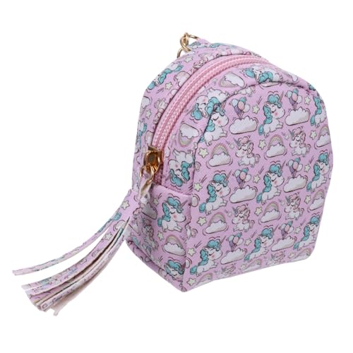 VALICLUD Cartoon Münzgeldbeutel PU Tasche Mini Ohrhörer Kabel Organizer Süßes für Mädchen Rosa Gestreiftes Einhorn Design von VALICLUD