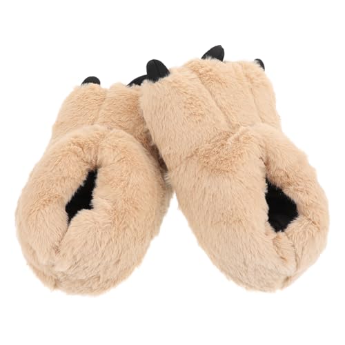 VALICLUD Cartoon Plüsch Hausschuhe Damen Warmhaltende Winter Slipper Kuschelig Rutschfest Komfortabel Für Zuhause Schlafzimmer Braun von VALICLUD