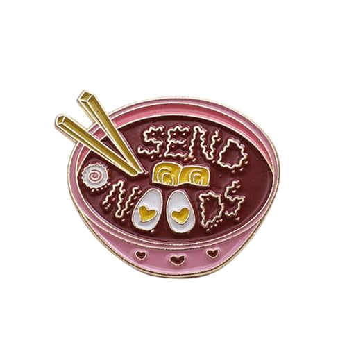 VALICLUD Cartoon Ramen Brosche Dunkelrot Emaille Anstecknadel Alloy Allzweck Brosche Shirt Badge Rucksack Zubehör Geschenk für Damen und Mädchen von VALICLUD