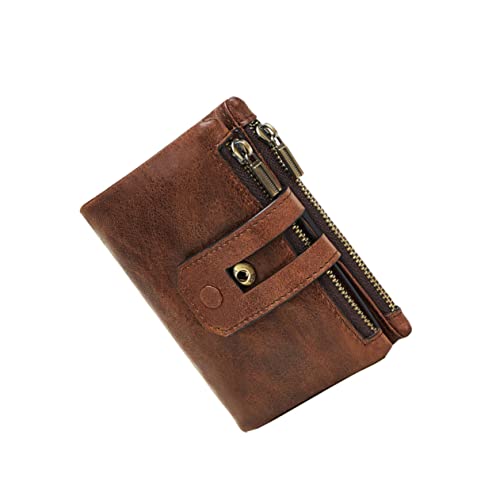 VALICLUD Casual Retro Geldbörse Für Doppelt Reißverschluss Multifunktionale Brieftasche Mit Vielen Fächern Für Kreditkarten Id Bargeld Kaffee von VALICLUD