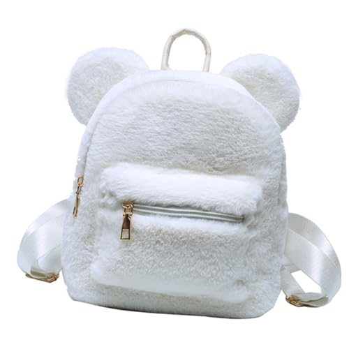 VALICLUD Casual Rucksack Damen Winter Flauschig Bärenohren Muster Großer Kapazität Vielseitiger Tagesrucksack Für Freizeit Shopping Party von VALICLUD