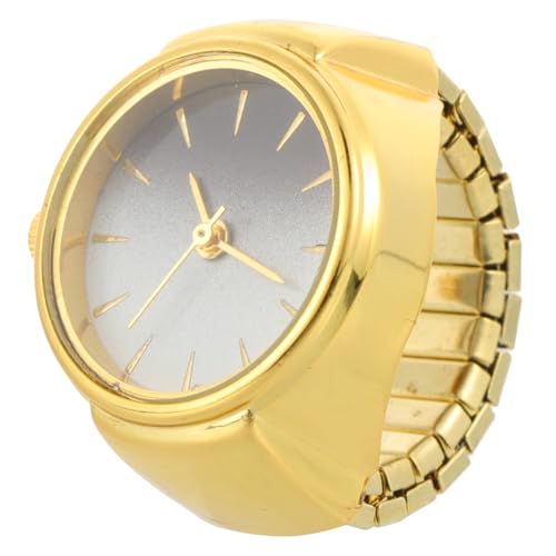 VALICLUD Chic Fingeruhr Schmuckring Uhr mit Kreativem Design Praktischer Zeitanzeige Verstellbar Modisches Accessoire für Damen und Herren Eleganter Farbverlauf Gold von VALICLUD