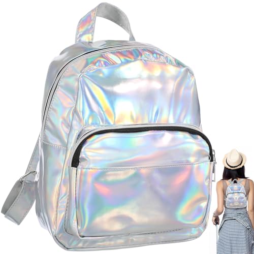 VALICLUD Chic Holographische Rucksack Modische Rucksack Hologramm Schule Schulter Tasche für Frauen Mädchen Teens Satchel- Grau von VALICLUD