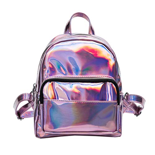 VALICLUD Chic Holographische Rucksack Modische Rucksack Hologramm Schule Schulter Tasche für Frauen Mädchen Teens Satchel- Rosa von VALICLUD