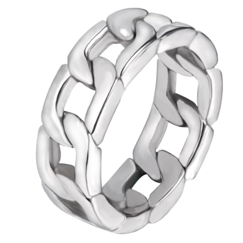 VALICLUD Chunky Curb link Ring Herren Edelstahl Ring mit Robuster Verarbeitung Komfortabler Sitz Modisches Design für Langlebiges Tragegefühl von VALICLUD
