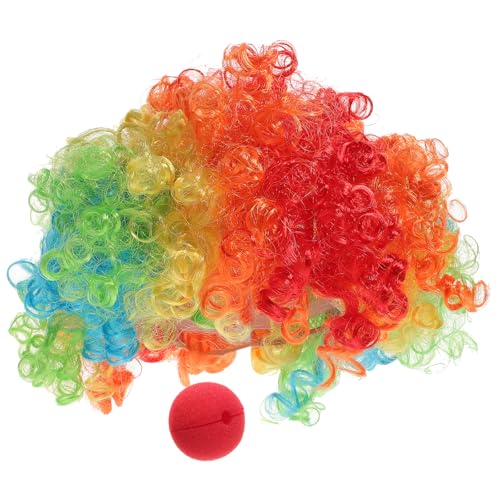 VALICLUD Clown Perücke Regenbogen Party Haare Perücke für Kind Erwachsene Männer Frauen Lustige Party Halloween Cosplay Kostüm Zubehör mit Clown Nase von VALICLUD