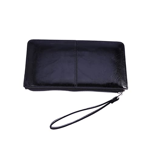 VALICLUD Damen-geldbörse Mit Reißverschluss Clutch Für Karten Und Geld Handy-handtaschenhalter Mit Schutzfunktion Umschlagtasche Aus Hochwertigem Material Schwarze Tasche Mit Hoher Kapazitä von VALICLUD