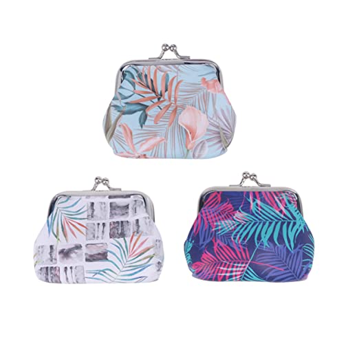 VALICLUD 3stücke Teiliges Set Tropisches Palmblatt-Muster Geldbörse Vintage-Stil Münzgeldbörse Für Junge Mädchen Für Schule Shopping Und Freizeit Mit Praktischem Clipverschluss von VALICLUD