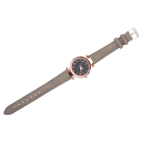 VALICLUD Damen Armbanduhr Mit Lederarmband Elegante Quarzuhr Im Modischen Design Für Schule Büro Und Freizeitaktivitäten Graue Farbe Mit Funkelndem Ziffernblatt von VALICLUD