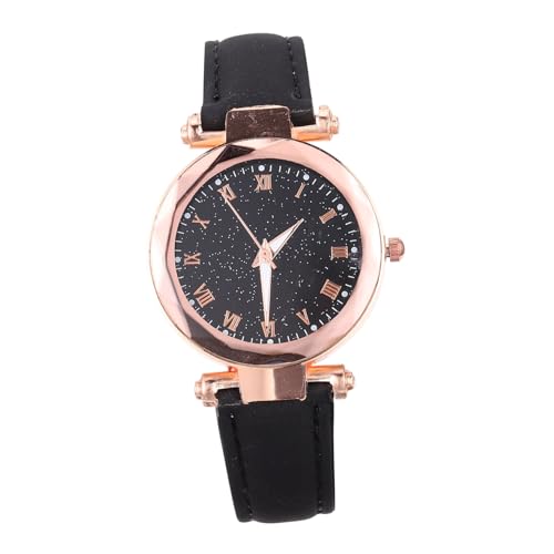 VALICLUD Damen Armbanduhr Mit Römischem Ziffernblatt Verstellbare Lederuhr Für Mädchen Stilvolle Freizeit Uhr Schwarz Für Geschenke von VALICLUD