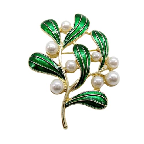 VALICLUD Damen Brosche Design Leichte Legierung Perlen Anstecknadel Schmuckdekoration für Kleidung und Schal Grün von VALICLUD