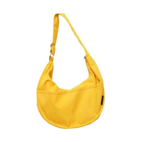 VALICLUD Damen Canvas Schultertasche Gelb Große Umhängetasche mit Weichem Modische Handtasche für Alltag Schule Shopping und Reisen Geräumige Tasche für Frau und Mädchen von VALICLUD