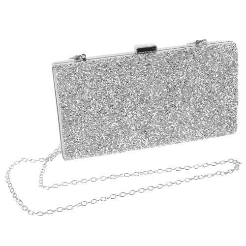 VALICLUD Damen Clutch Abendtasche mit Funkelnden Strasssteinen Handtasche für Hochzeit Party und Abendveranstaltungen Silberne Envelope Tasche mit Geräumigem Innenfach von VALICLUD