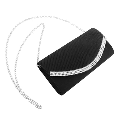 VALICLUD Damen Clutch Abendtasche mit Kette Schwarze Handgelenktasche für Hochzeit Party Prom Vielseitige Kleine Umhängetasche Modisches Funkeln von VALICLUD