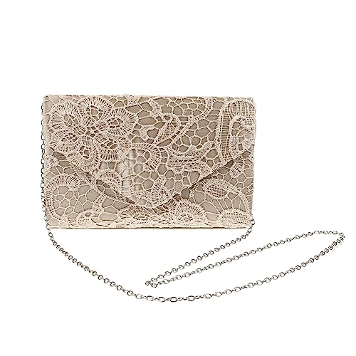 VALICLUD Damen Clutch Bag Mit Elegantem Spitzenmuster Abendtasche Für Bankett Prom Und Partys Handtasche Für Festliche Anlässe Aprikose von VALICLUD