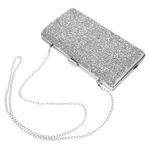 VALICLUD Damen Clutch Bag mit Funkelnden Strasssteinen Silberfarbene Abendtasche für Hochzeit Party Dinner Kompakte Handtasche für Formelle Anlässe Multifunktional und Stilvoll von VALICLUD